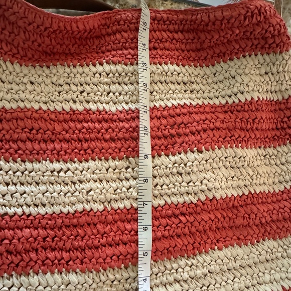 ****LOW PRICE****Talbots paper straw bag - orange and tan stripe! Super CUTE! - Picture 10 of 16